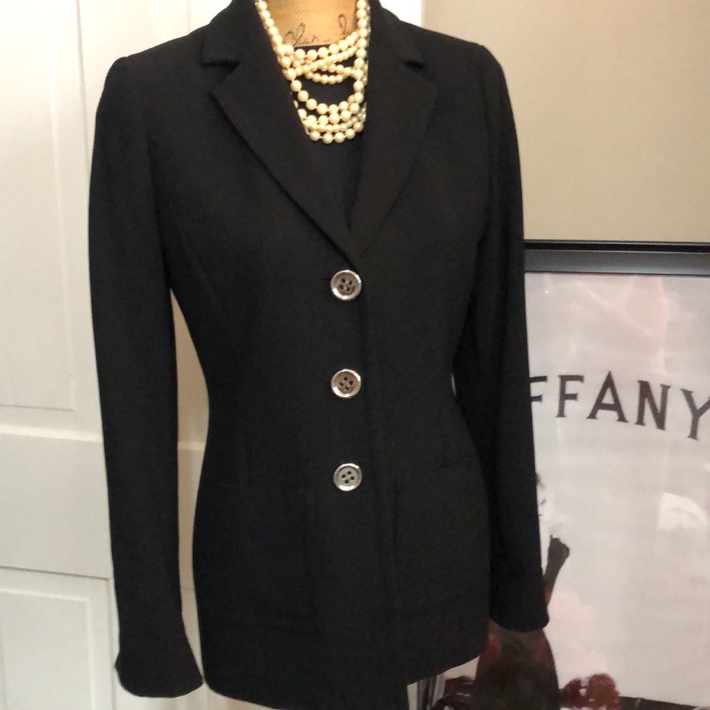 WORTH NEW YORK • Classic Black Blazer with Silver Button Detail - Picture 3 of 16